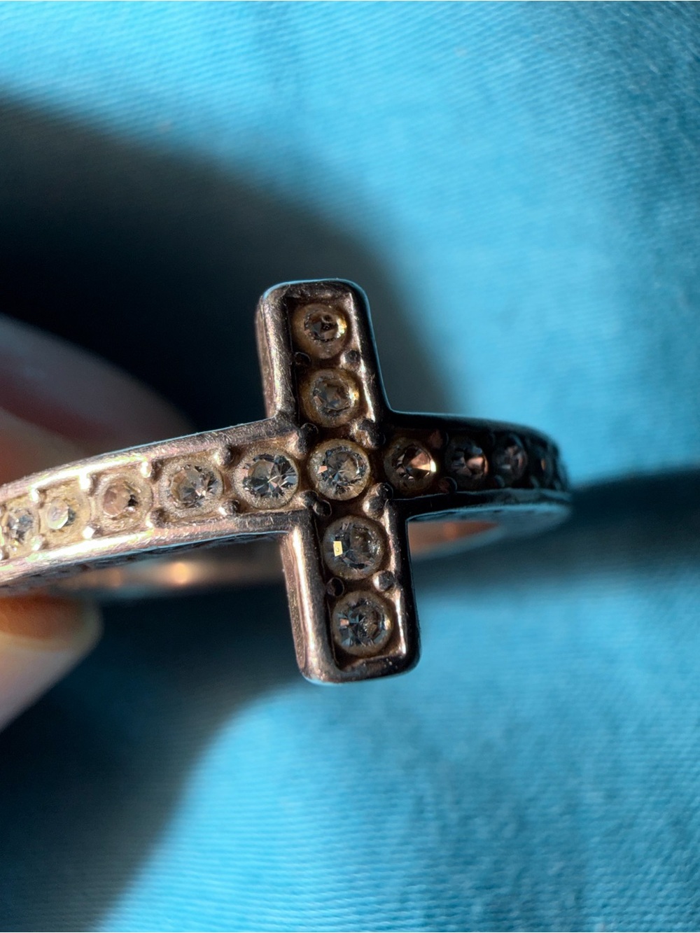 Brighton Starry NighSilver-Tone Cross Ring with Clear Crystals - Size 7